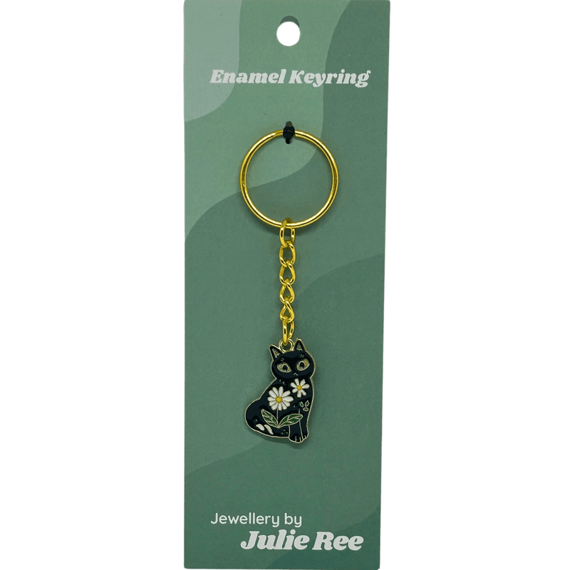 Floral Black Cat Keyring – Jewellery By Julie Ree - Something Different Gift Shop