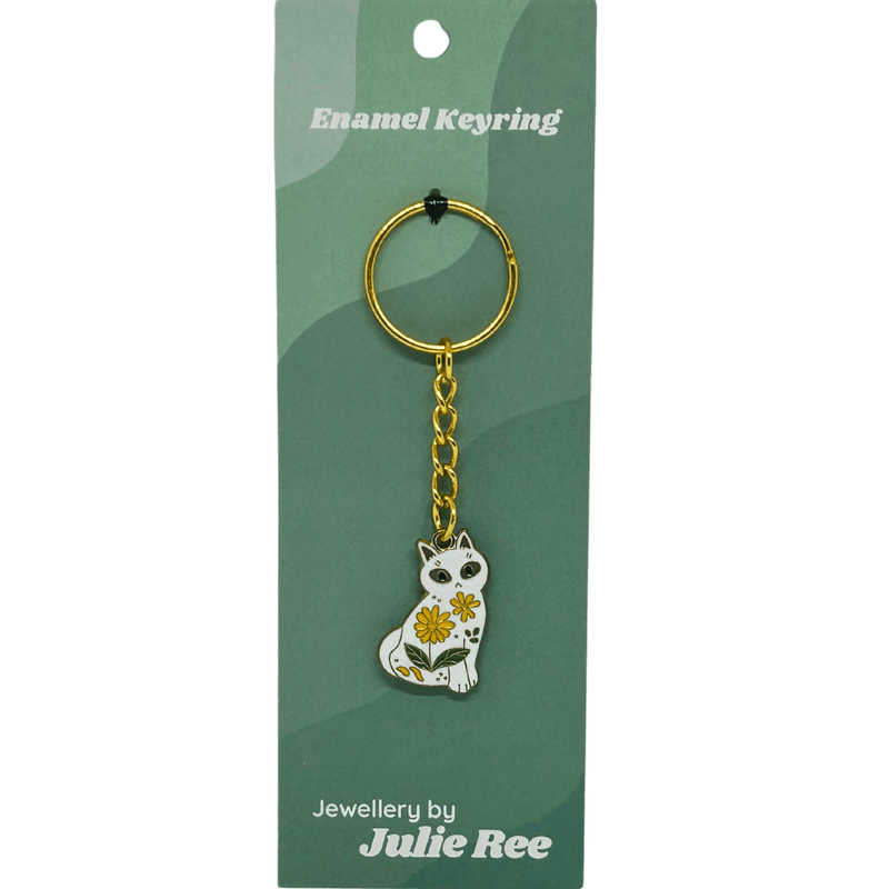 Floral Cat Keyring – Jewellery By Julie Ree - Something Different Gift Shop