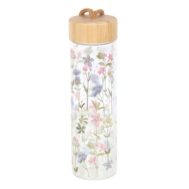 Floral Print Glass Water Bottle - Something Different Gift Shop