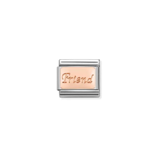 Nomination Classic Link with rose-gold Friend engraving on stainless steel