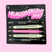 Fun Club Neurodivergent Shit pen set with 5 black ink ballpoint pens featuring funny neurodivergent-themed phrases on black, pink and white packaging