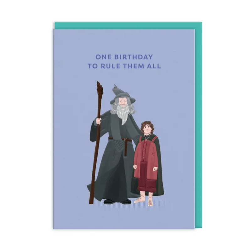 Gandalf and Frodo Lord of the Rings birthday card by Ohh Deer with One Birthday To Rule Them All message
