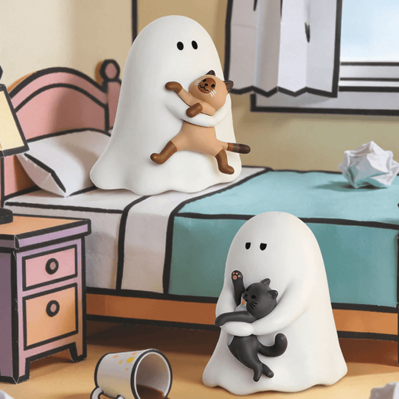 Ghody Behold My Cat Tiny Blue Furball and Lucky Little White Cat mini blind box figures