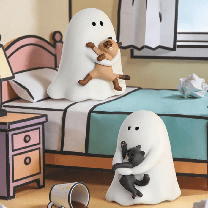 Ghody Behold My Cat Tiny Blue Furball and Lucky Little White Cat mini blind box figures