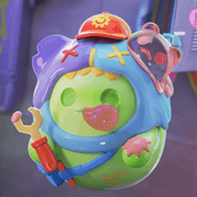 Hidden “Clumsy Mechanic”—lime bear with wrench, patched hat and ghostly helper.
