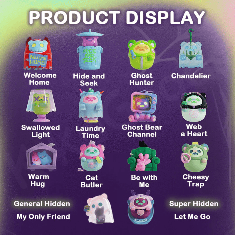 Grid poster of all 14 Ghost Bear House figures, highlighting hidden My Only Friend & Let Me Go.
