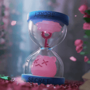 “Secret Time” Ghost Bear hourglass with pink sand, key and bear head inside – Secret Bear Garden mini-figure
