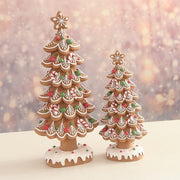 Festive gingerbread tree decoration with red and green sprinkles

