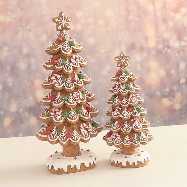 Festive gingerbread tree decoration with red and green sprinkles

