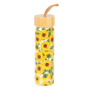 Glass And Bamboo Water Bottle - Sunflower - Something Different Gift Shop