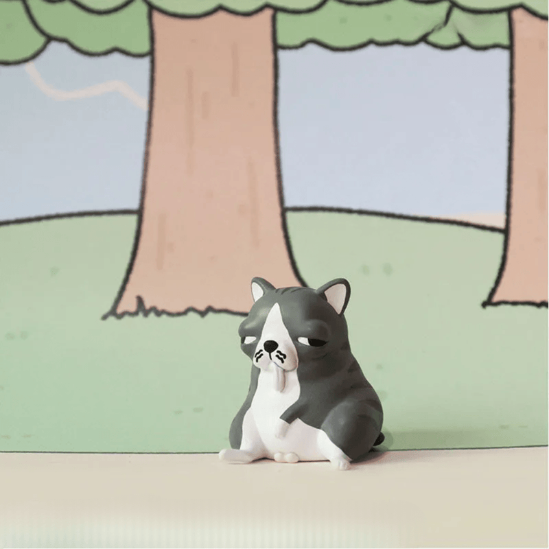 Grey and white Cat figure from the GODGWAWA Weird Animals collection