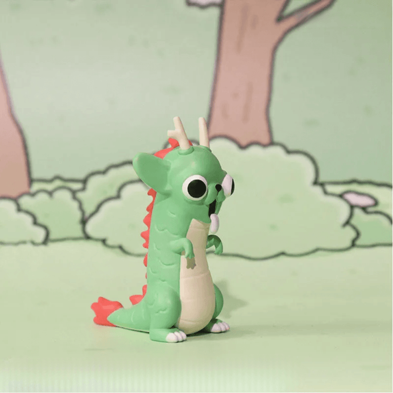 Hidden green Dragon figure from the Partner Toys GODGWAWA Weird Animals blind box series