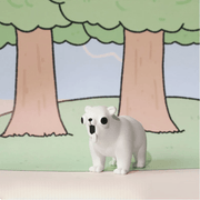 White Bear figure with quirky expression from the GODGWAWA Weird Animals series