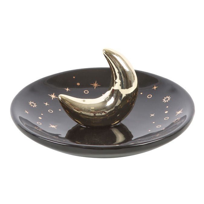 Gold Crescent Moon Incense Stick Holder - Something Different Gift Shop