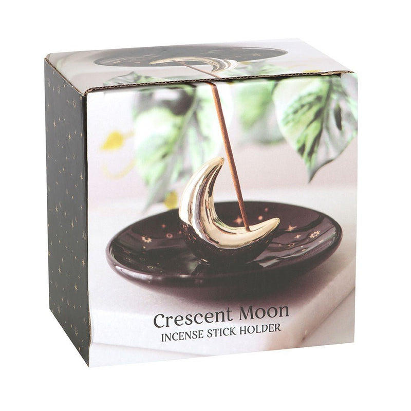 Gold Crescent Moon Incense Stick Holder - Something Different Gift Shop