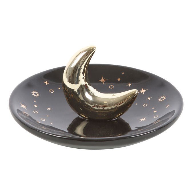 Gold Crescent Moon Incense Stick Holder - Something Different Gift Shop