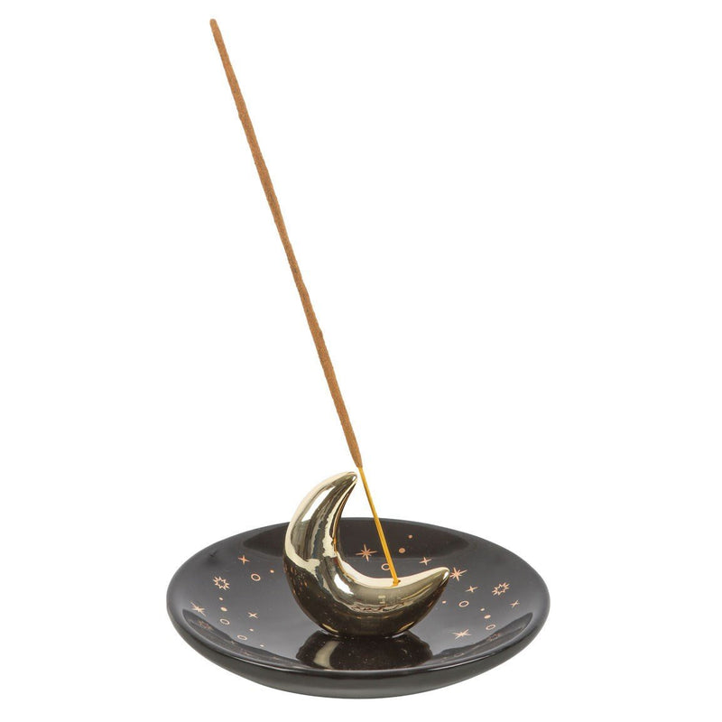 Gold Crescent Moon Incense Stick Holder - Something Different Gift Shop