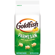 Front of Goldfish Parmesan Baked Snack Crackers 187g American snack bag