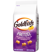 Goldfish Pretzel Baked Snack Crackers 227g bag shown at an angle