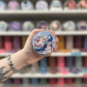 Good Girl wax melt pot with blue heel floral label