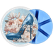 Good Girl segmented wax melt pot with blue wax segments and floral high heel label design