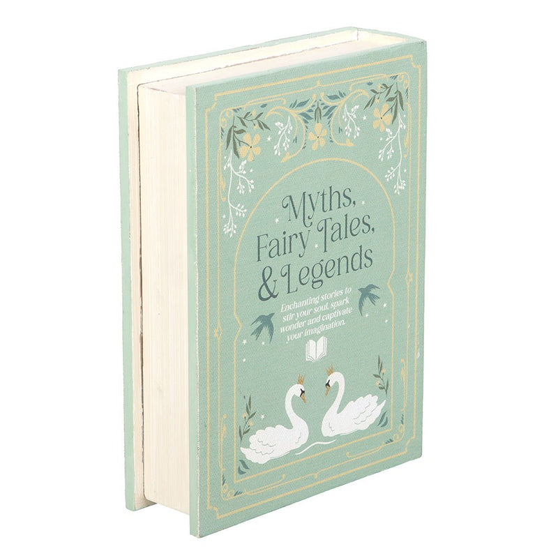 Green MDF book shaped box styled like a vintage hardback book