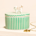 Green striped Lisa Angel ceramic cat trinket pot for rings and keepsakes