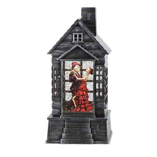 LED Halloween house lantern spinner with dancing skeletons, 25cm

