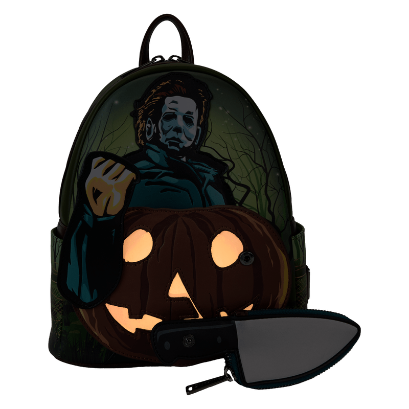Halloween Michael Myers Pumpkin Glow Mini Backpack With Coin Bag - Something Different Gift Shop