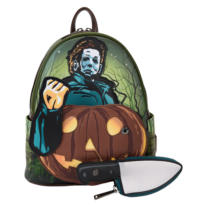 Halloween Michael Myers Pumpkin Glow Mini Backpack With Coin Bag - Something Different Gift Shop