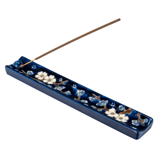 Handpainted Ceramic Plum Blossom Incense Holder
