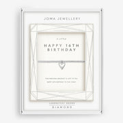 Gift‑boxed Happy 16th Birthday diamond heart bracelet by Joma Jewellery