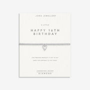 Keepsake card reading ‘A Little Happy 16th Birthday’ with bracelet attached