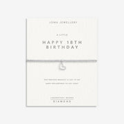 “Sentiment card reading ‘A Little Happy 18th Birthday’ with bracelet attached”
