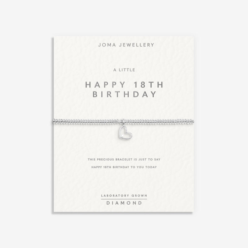 “Sentiment card reading ‘A Little Happy 18th Birthday’ with bracelet attached”
