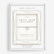 Joma Jewellery A Little Happy 30th Birthday Bracelet with silver heart charm and lab-grown diamond