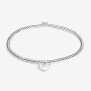 Silver-plated Joma 30th birthday bracelet with open heart diamond charm