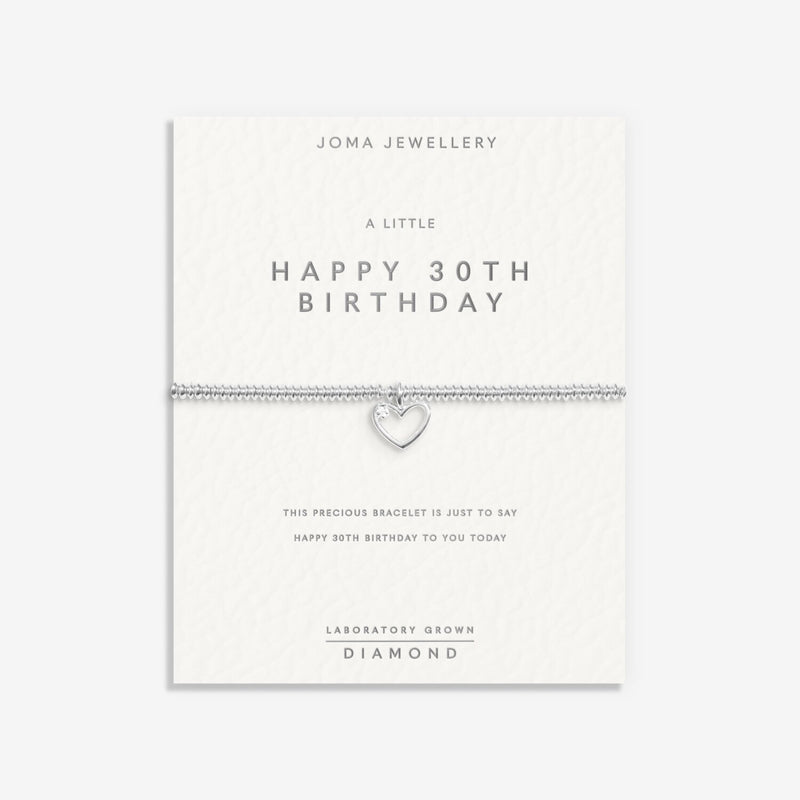 Joma Happy 30th Birthday bracelet on foiled sentiment card
