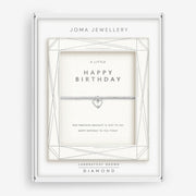 Joma Jewellery A Little Happy Birthday Bracelet with silver heart charm and lab-grown diamond