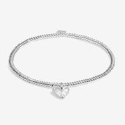 Silver-plated Joma birthday bracelet with open heart diamond charm