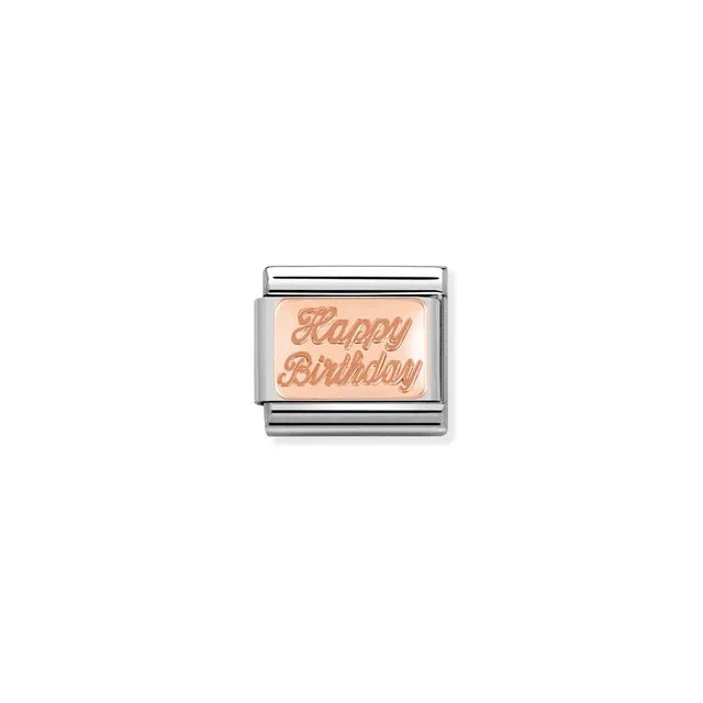 Nomination Classic Link with rose-gold Happy Birthday engraving on stainless steel