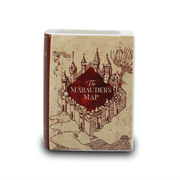 Front view of Harry Potter Marauder’s Map ceramic book shaped vase with Hogwarts artwork