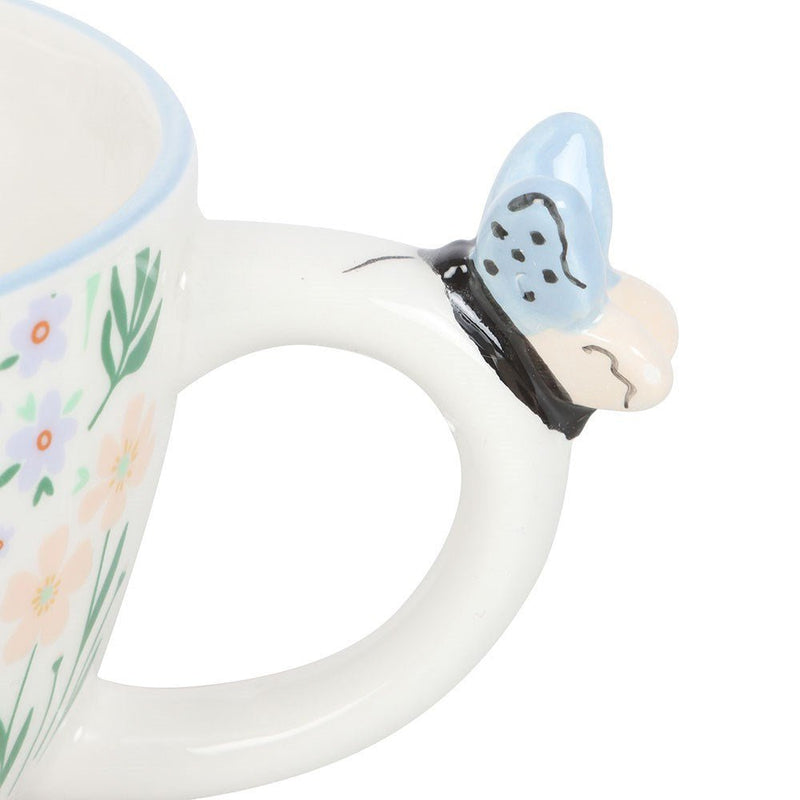 Hello Beautiful Ditsy Floral Print Mug with Butterfly - Something Different Gift Shop