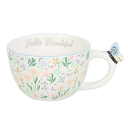 Hello Beautiful Ditsy Floral Print Mug with Butterfly - Something Different Gift Shop