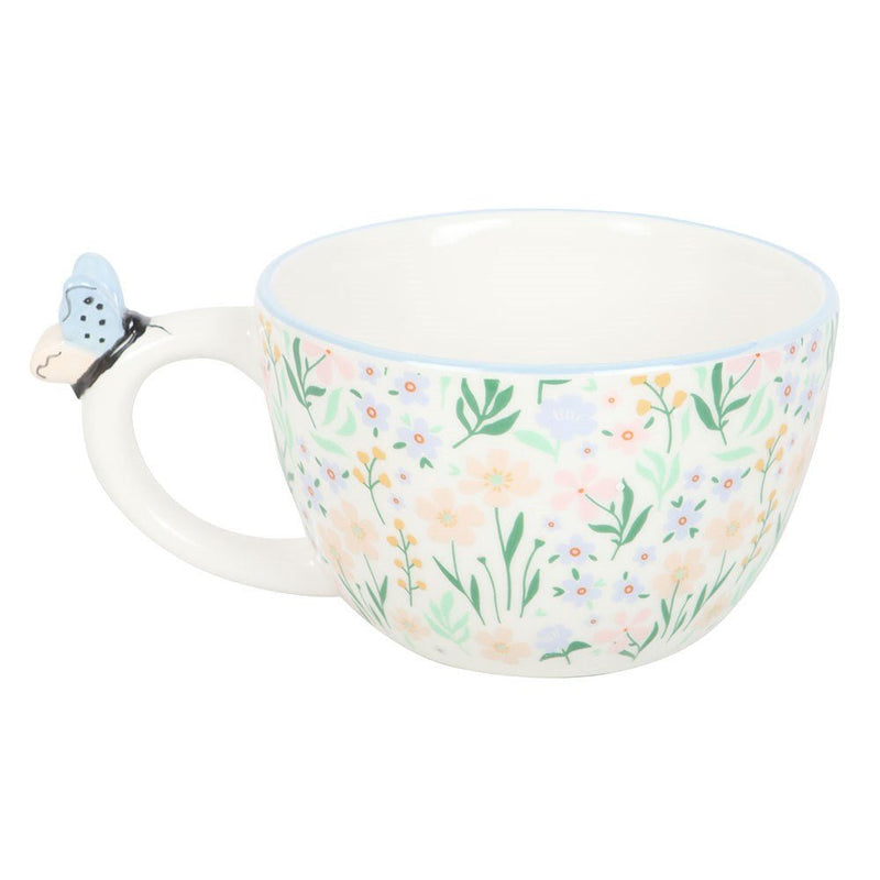 Hello Beautiful Ditsy Floral Print Mug with Butterfly - Something Different Gift Shop