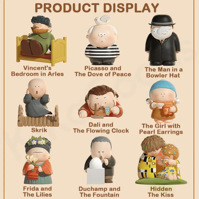 Hello The Great Artists Series Blind Box product display showing all designs