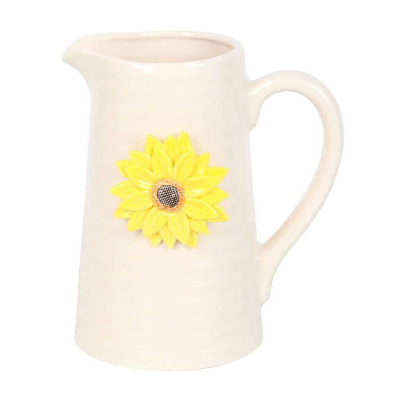Hello Sunshine Ceramic Flower Jug with 3D Sunflower - Something Different Gift Shop