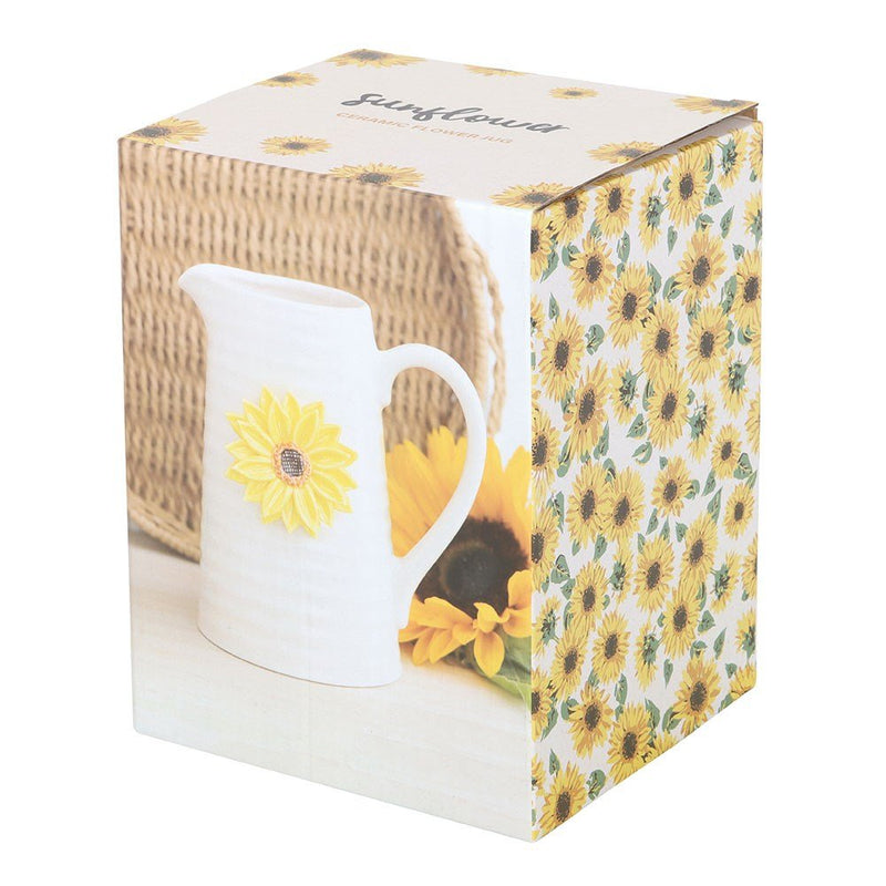 Hello Sunshine Ceramic Flower Jug with 3D Sunflower - Something Different Gift Shop