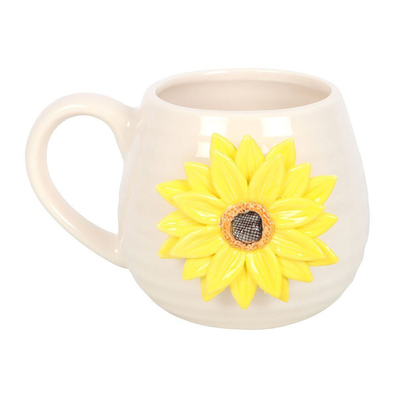 Hello Sunshine Rounded Mug with 3D Sunflower - Something Different Gift Shop