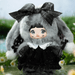 HiChance & HiTOY Weather Forecast Darkness plush blind box doll in grey bunny hood, black bow and black dress.